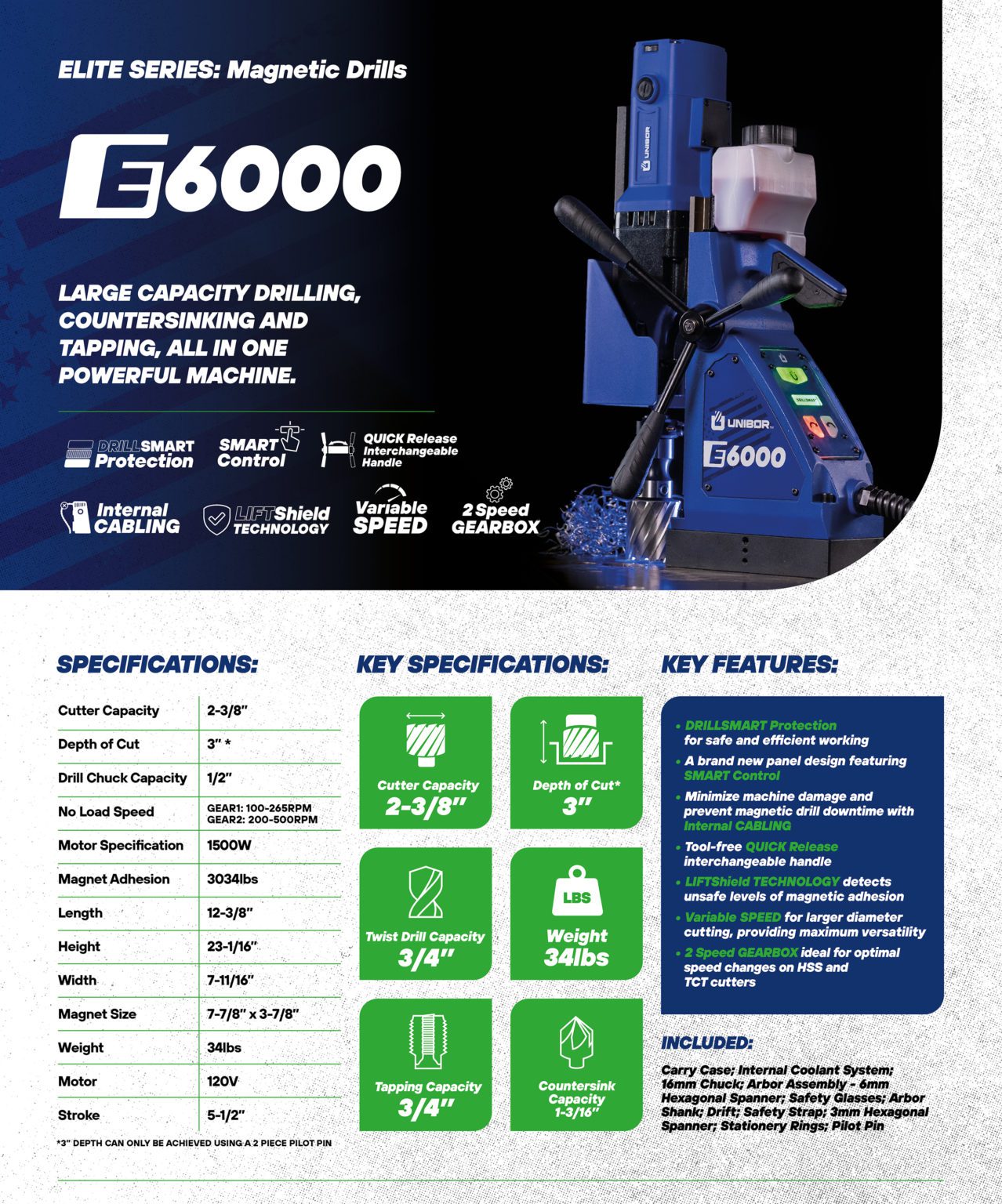E6000 AllRound Drilling, Tapping & Countersinking Machine Unibor